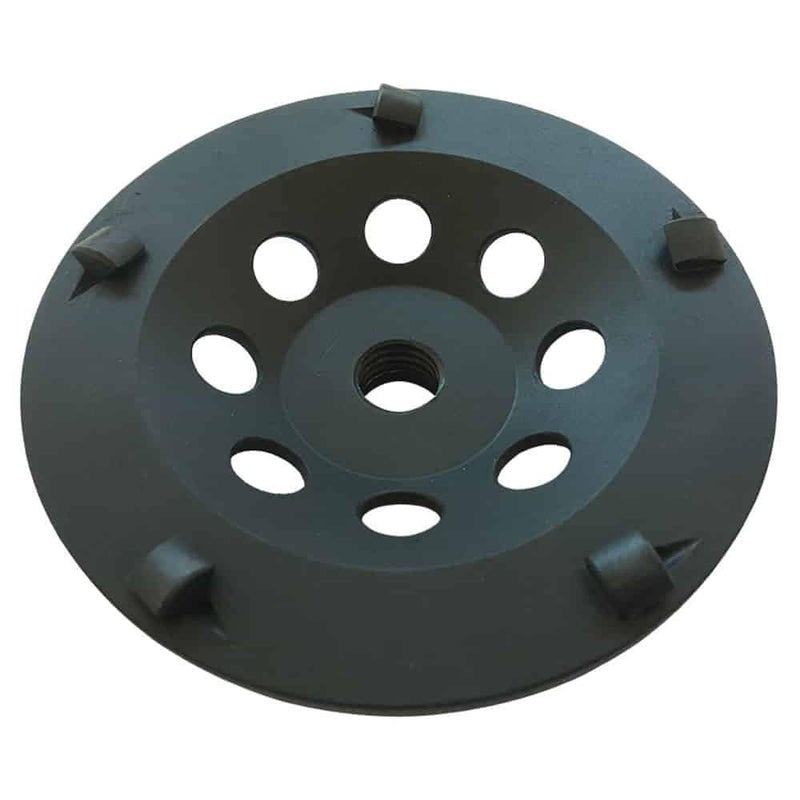 EDiamondTools 4.5" PCD Grinding Wheel for Epoxy, Glue, Mastic and Paint, 5 PCD Segments, 5/8"-11 Threaded Arbor - Image 1